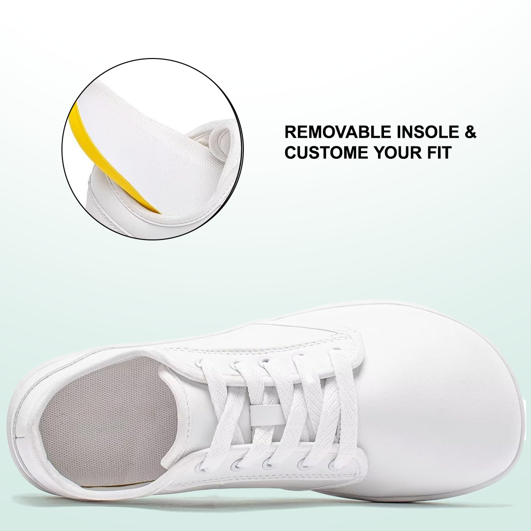 Lorry Vamp Leather Barefoot Shoes - White