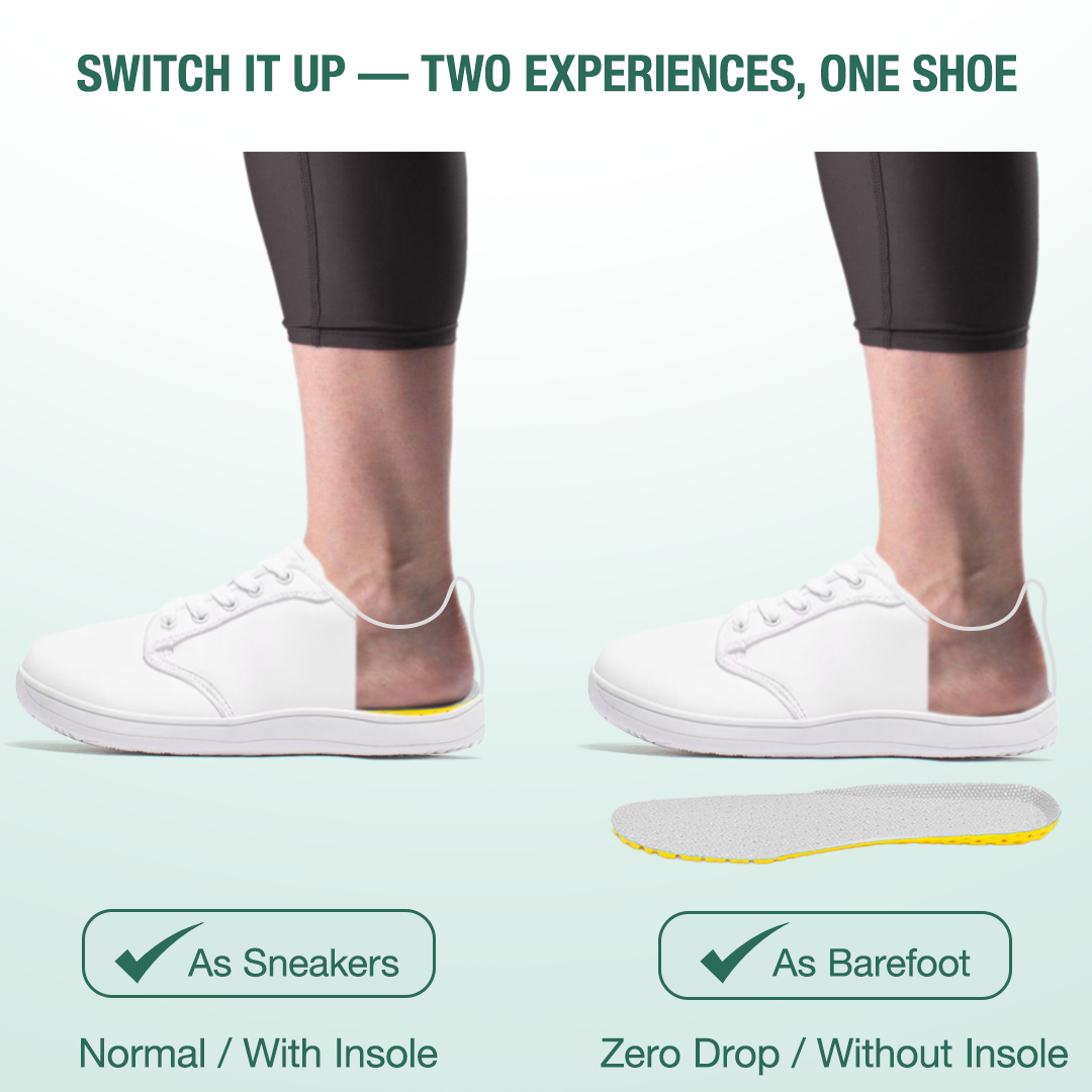 Lorry Vamp Leather Barefoot Shoes - White