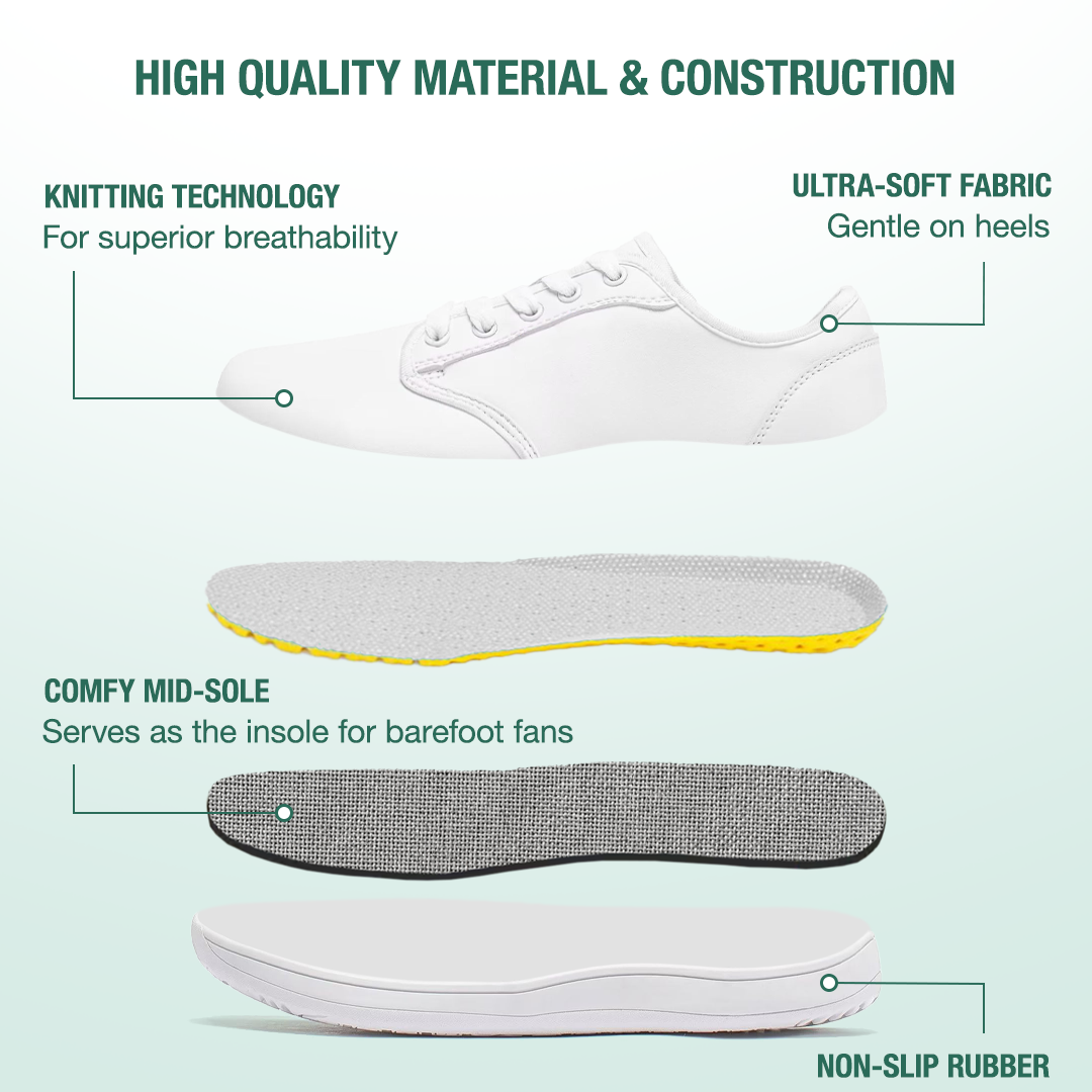Lorry Vamp Leather Barefoot Shoes - White