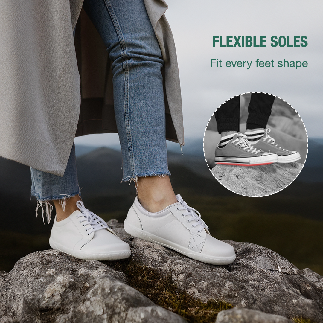 Lorry Vamp Leather Barefoot Shoes - White