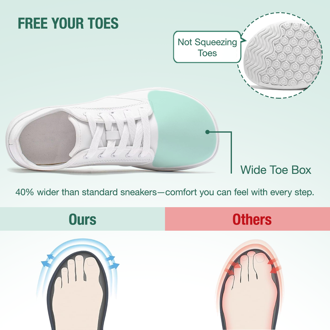 Lorry Vamp Leather Barefoot Shoes - White