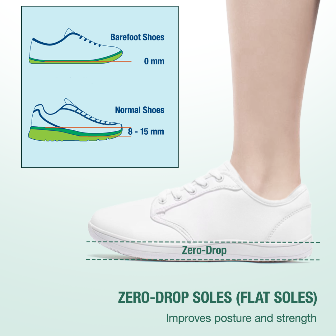 Lorry Vamp Leather Barefoot Shoes - White