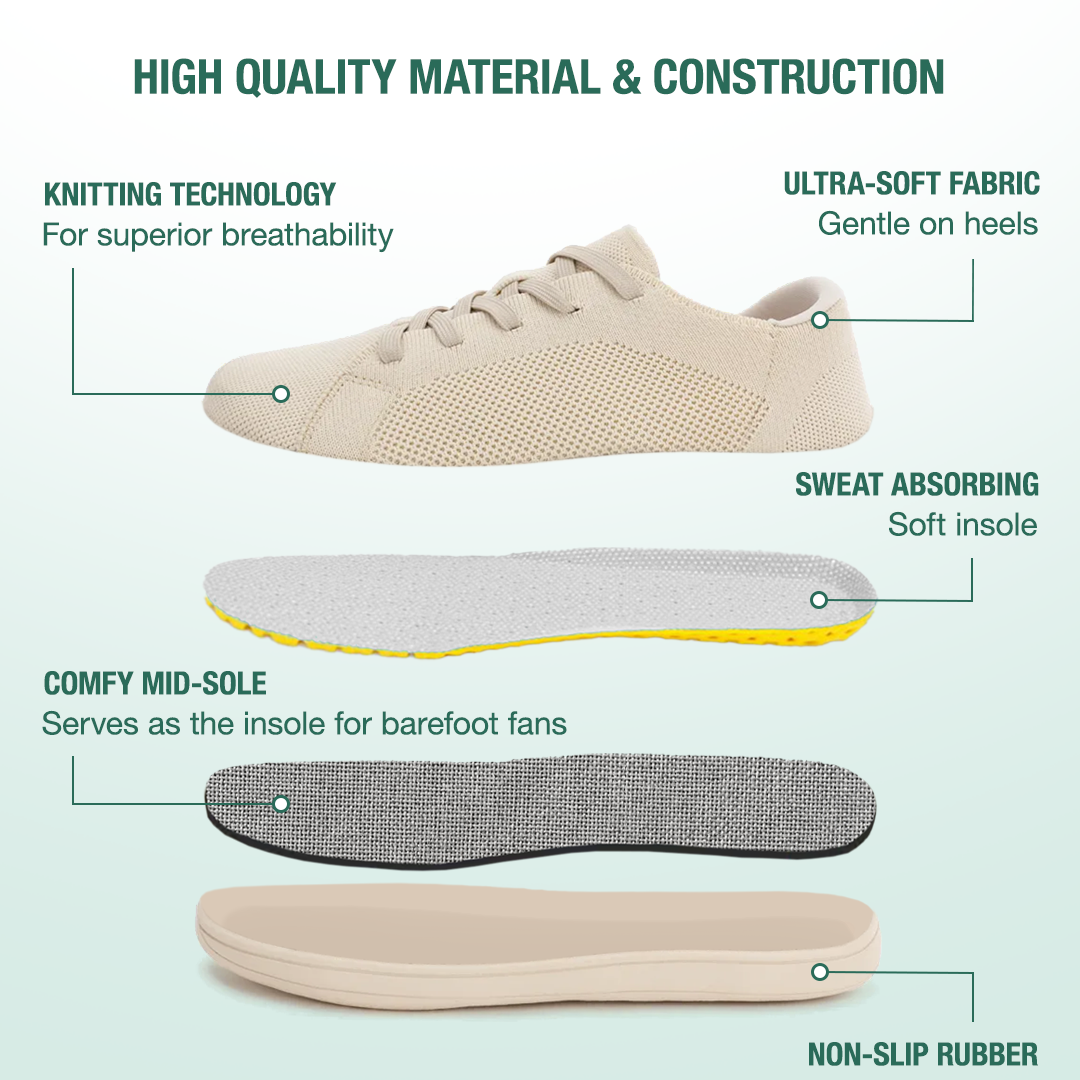 Mobivio Active Knit Barefoot Shoes - All Beige