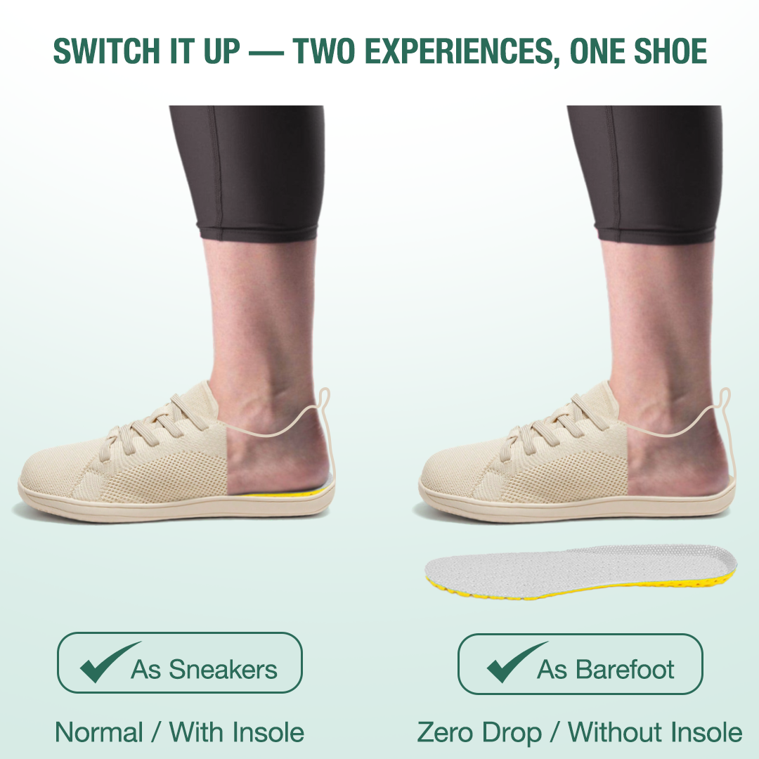Mobivio Active Knit Barefoot Shoes - All Beige