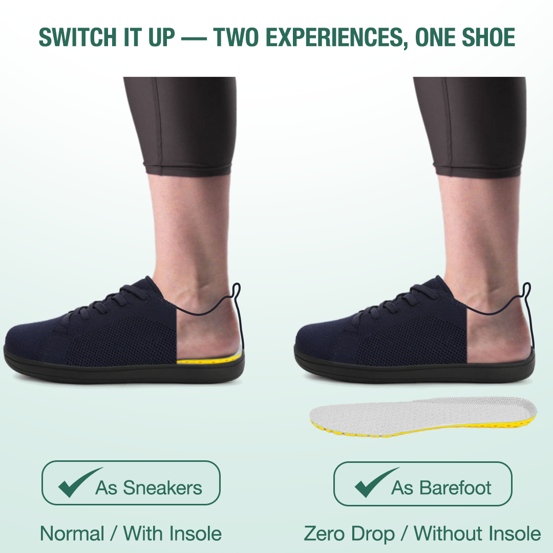 Mobivio Active Knit Barefoot Shoes - Navy Black