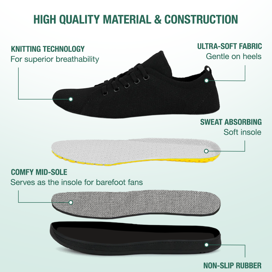 Mobivio Daily Knit Barefoot Shoes - All Black
