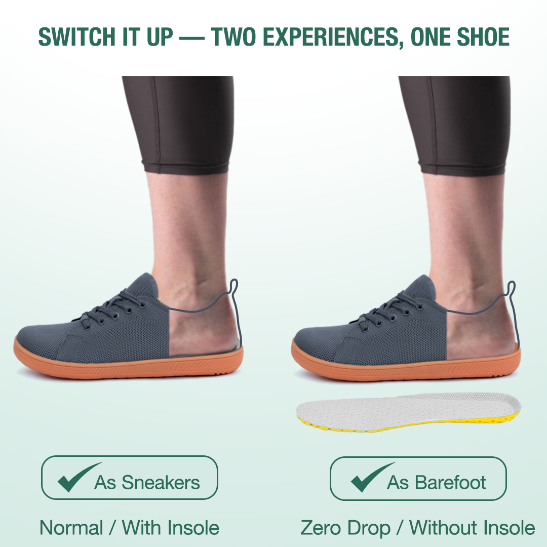 Mobivio Daily Knit Barefoot Shoes - Dark Grey Gum
