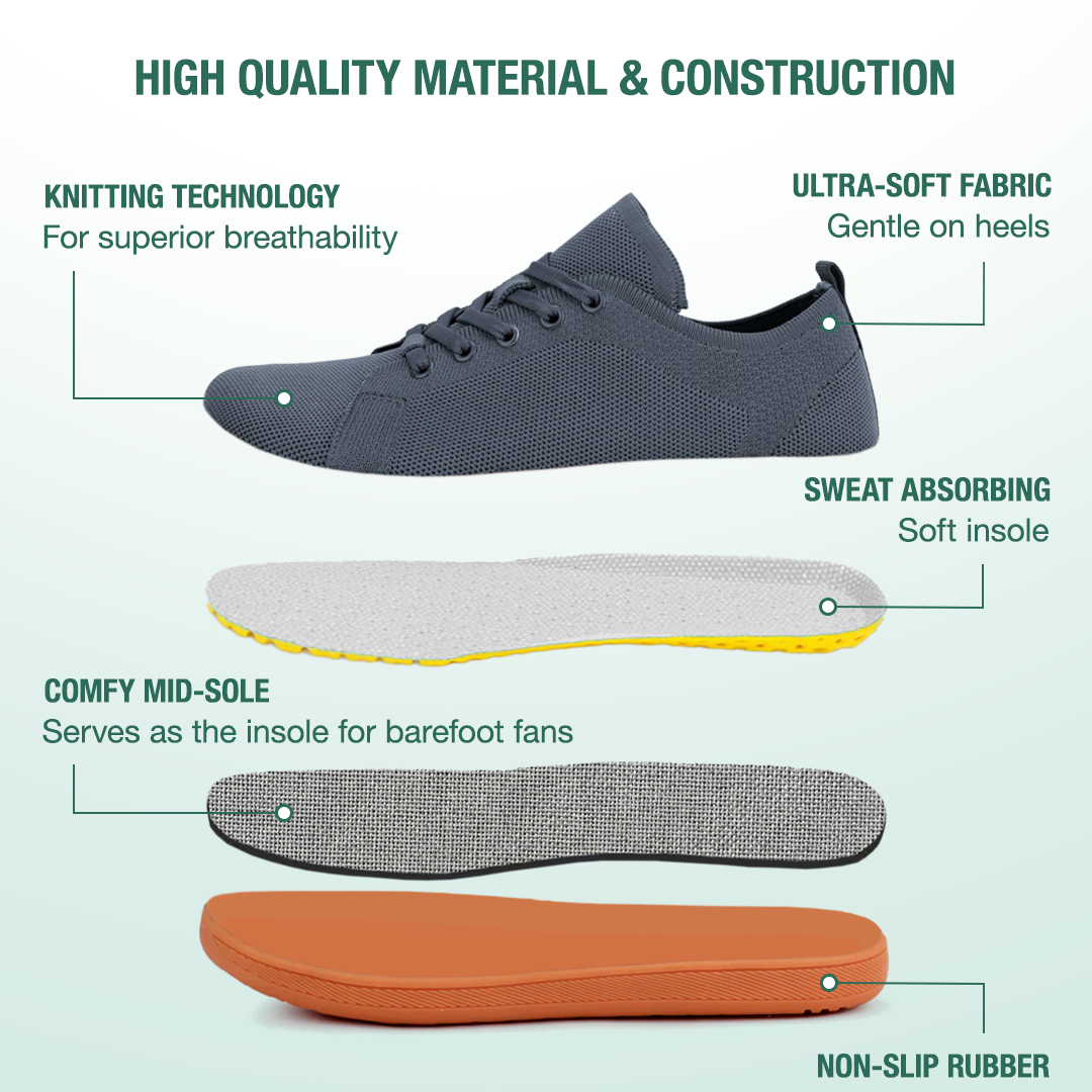 Mobivio Daily Knit Barefoot Shoes - Dark Grey Gum