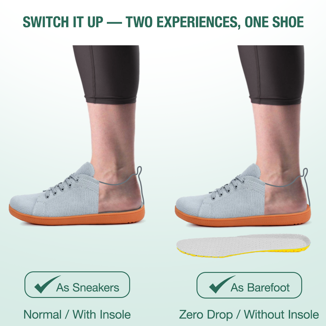 Mobivio Daily Knit Barefoot Shoes - Grey Gum
