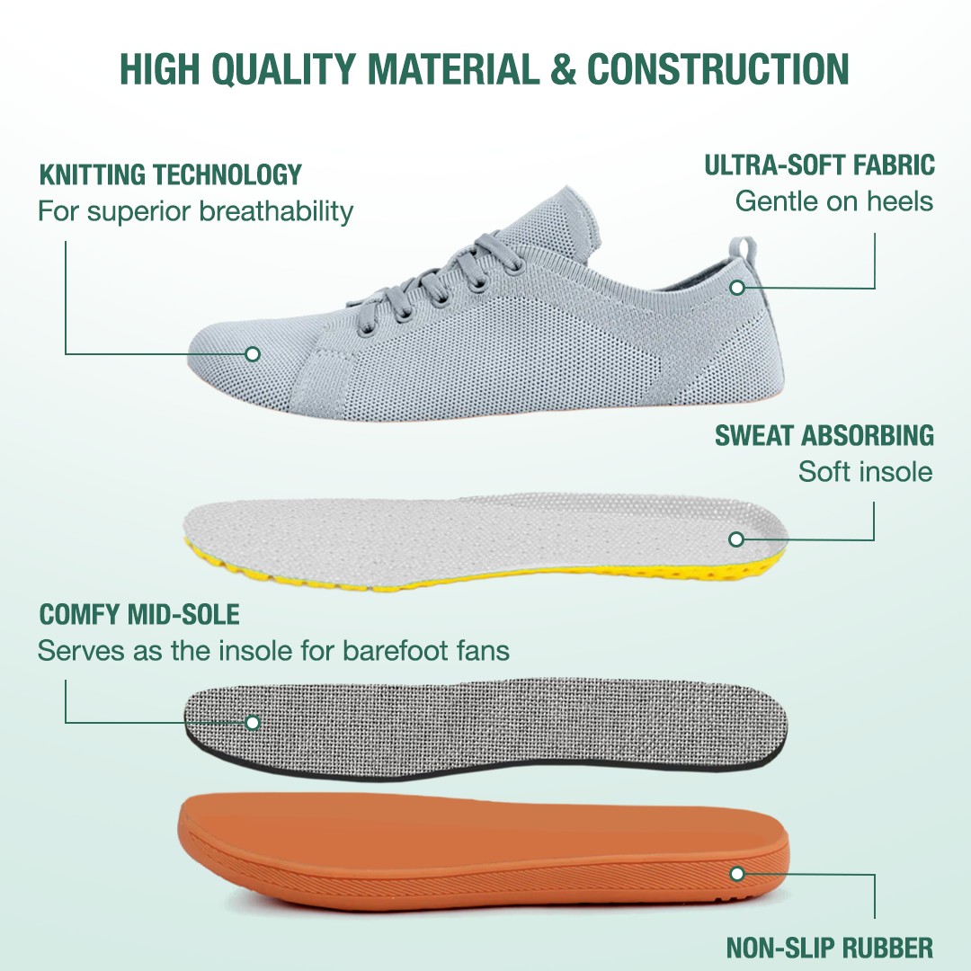 Mobivio Daily Knit Barefoot Shoes - Grey Gum