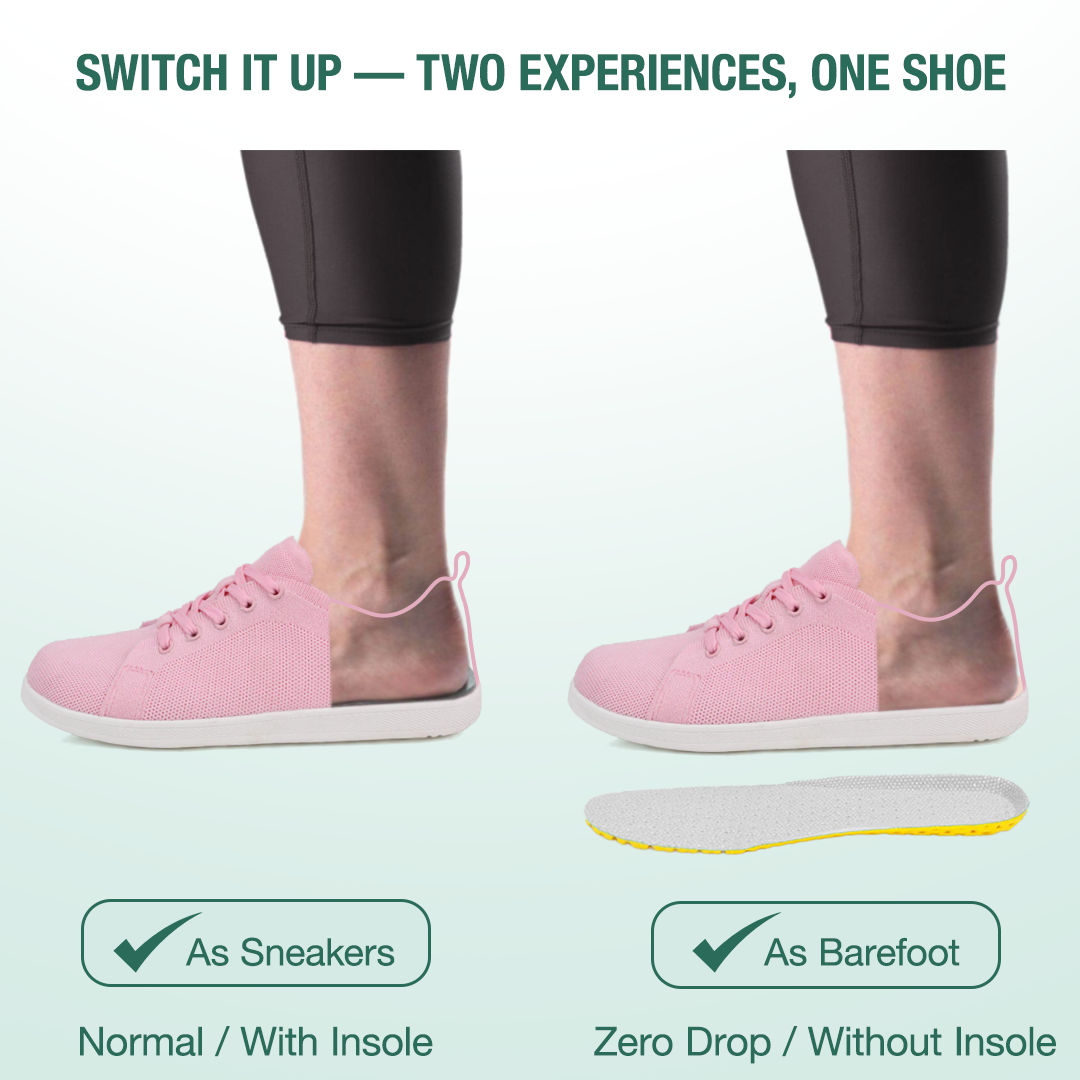 Mobivio Daily Knit Barefoot Shoes - Pink White
