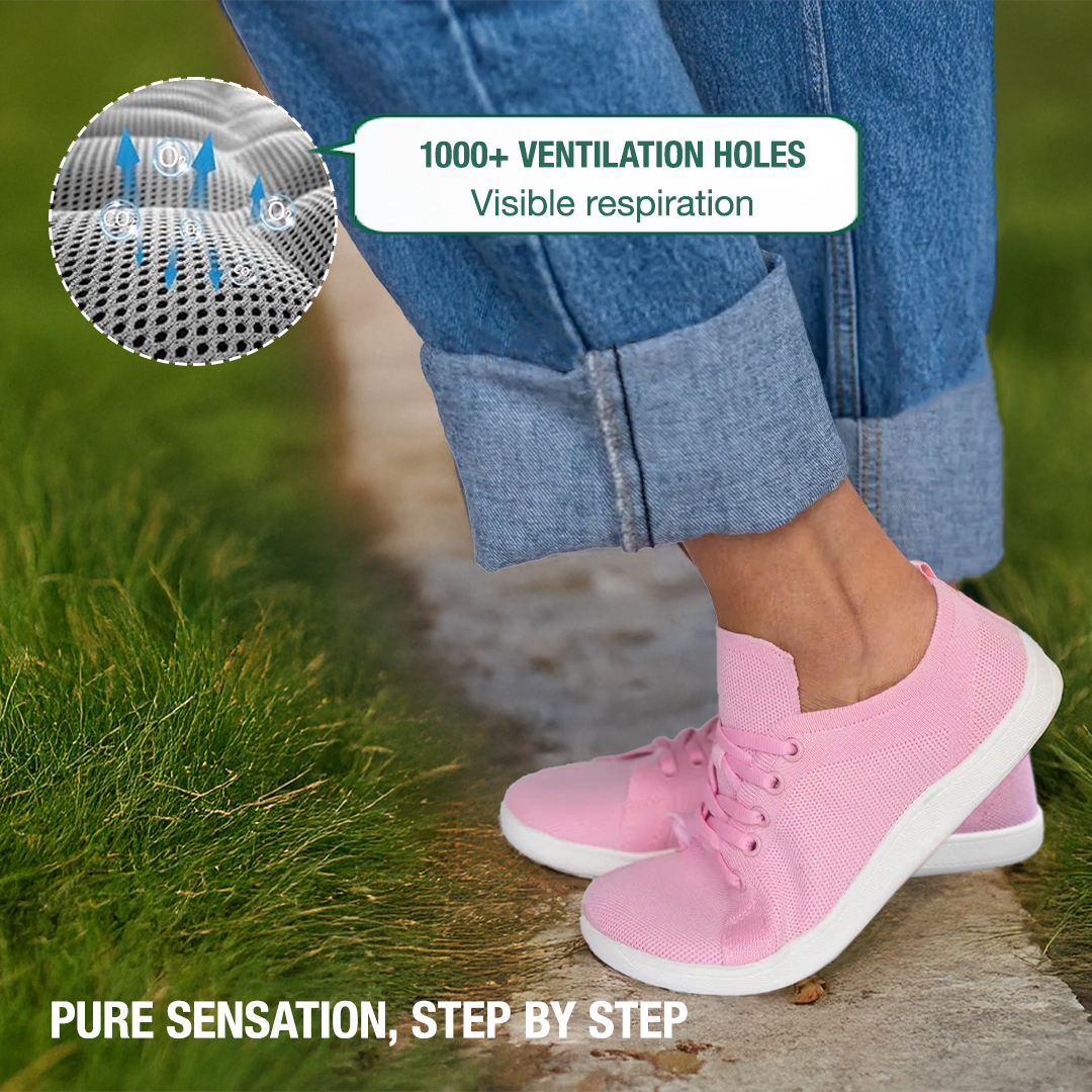Mobivio Daily Knit Barefoot Shoes - Pink White