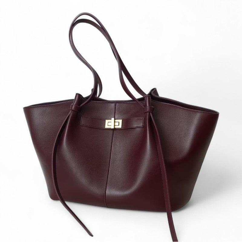 Large Lyra PU Leather Handbag in Black