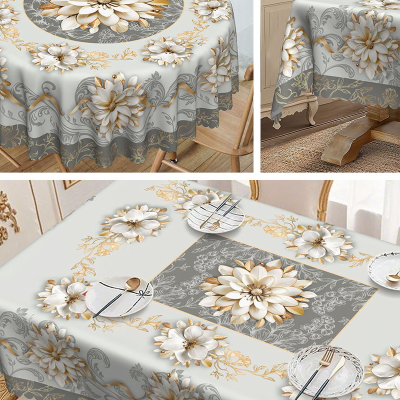 Limited-time 50% offElegant Waterproof Embossed Floral Tablecloth