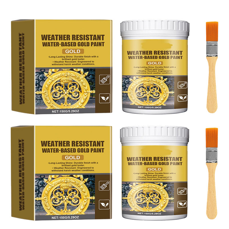 50% OFF NOW! Weather-Resistant Gold Paint – Rich Foil Effect, Fast-Drying – For Wood, Metal & Stone
