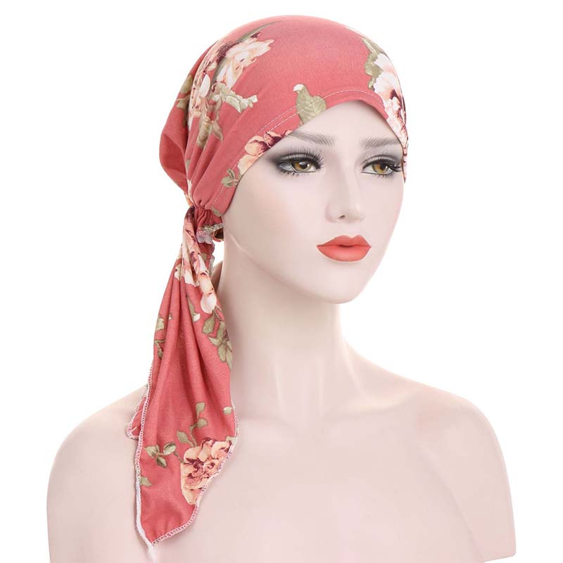 Women's Floral Print Pre-Tied Head Scarf Turban – Soft, Elastic, Versatile