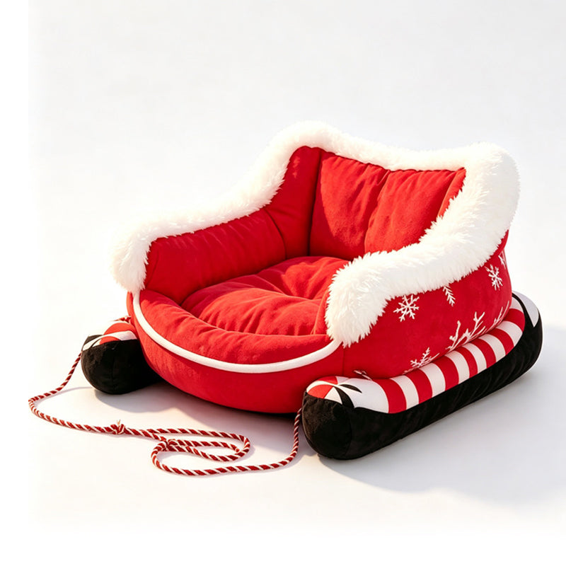 49% OFF !! Christmas Sleigh Pet Bed with Removable Cushion