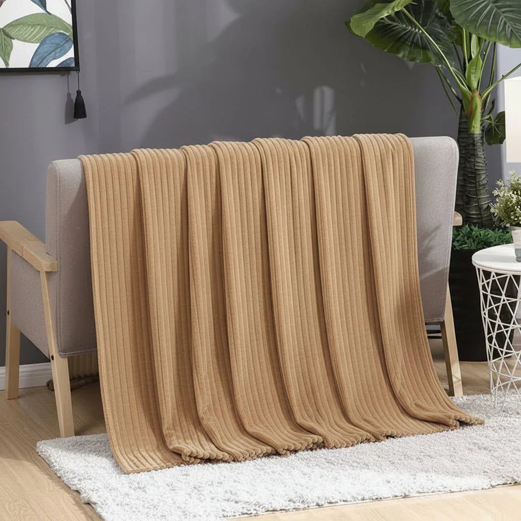 Wide Striped Fleece Blanket
