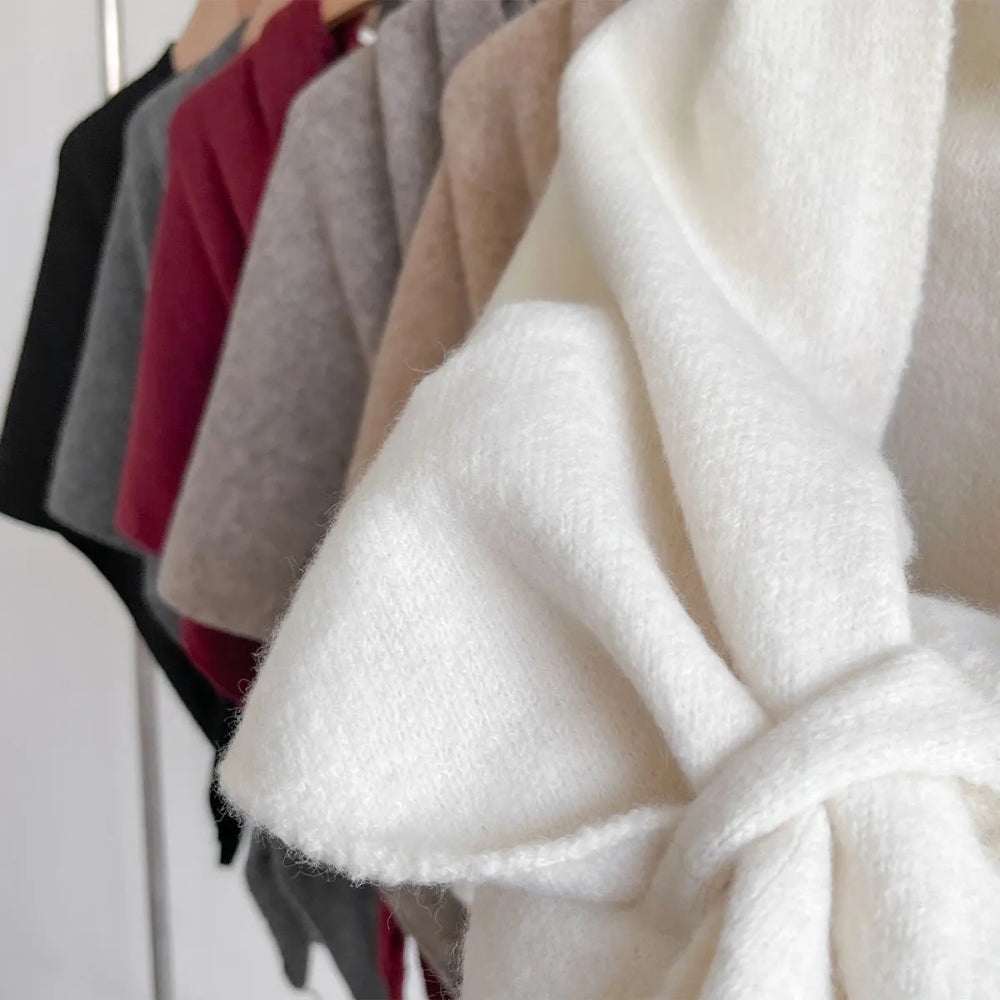 Womens Triangle Knit Poncho Wrap