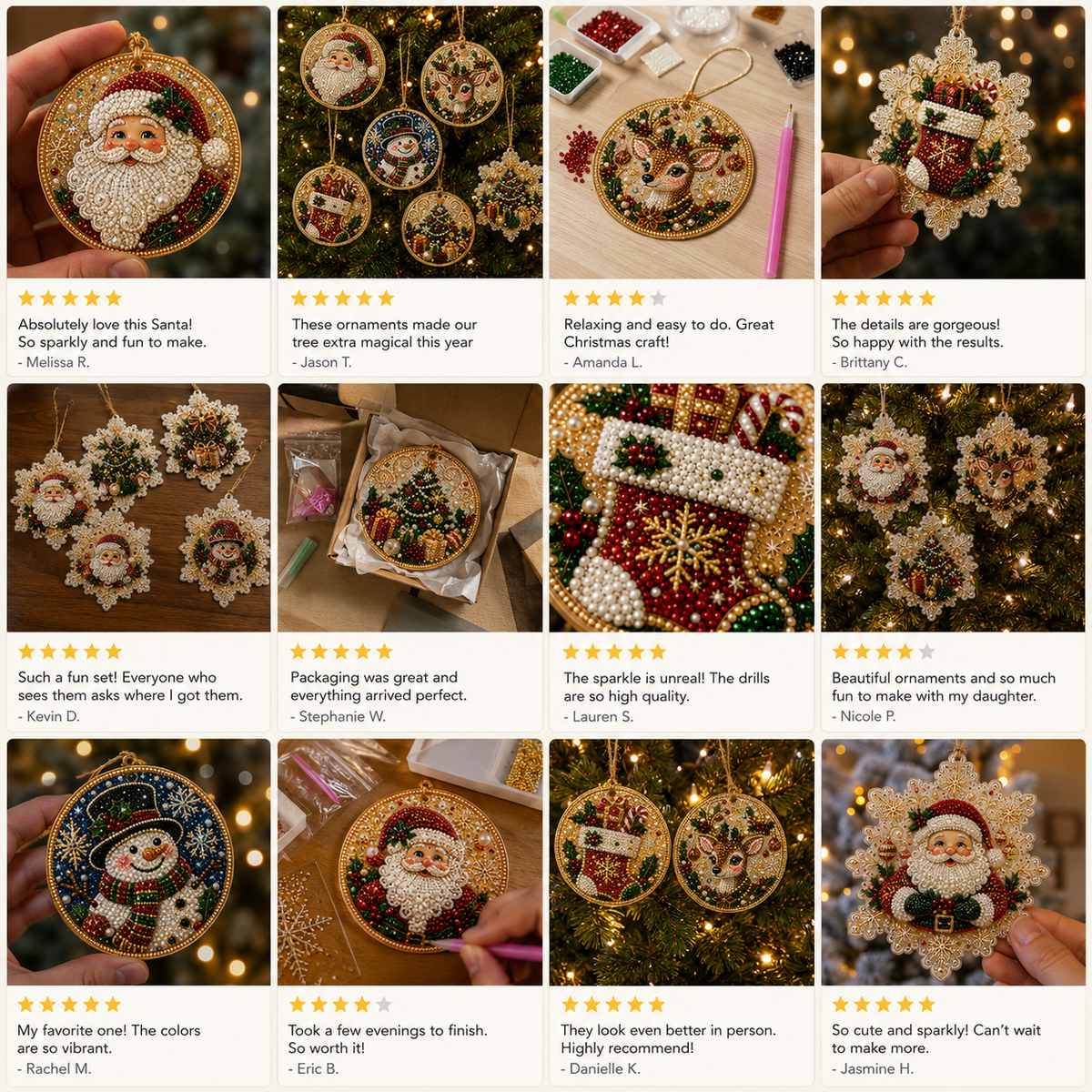 DIY Diamond Painting Christmas Ornaments – 6Pc Set
