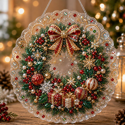 Premium Christmas Pearl Diamond Art Ornament Kit | DIY Holiday Hanging Decor