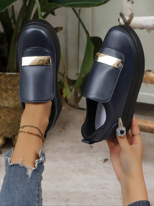 Women's Vintage Faux Leather Loafers – Slip-On