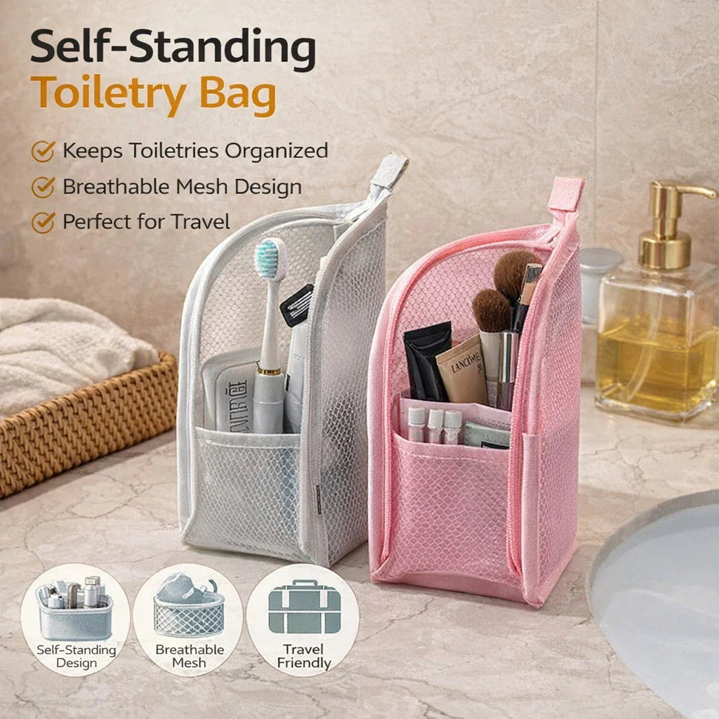 Standing Toiletry Bag, Waterproof Foldable Travel Makeup Organizer