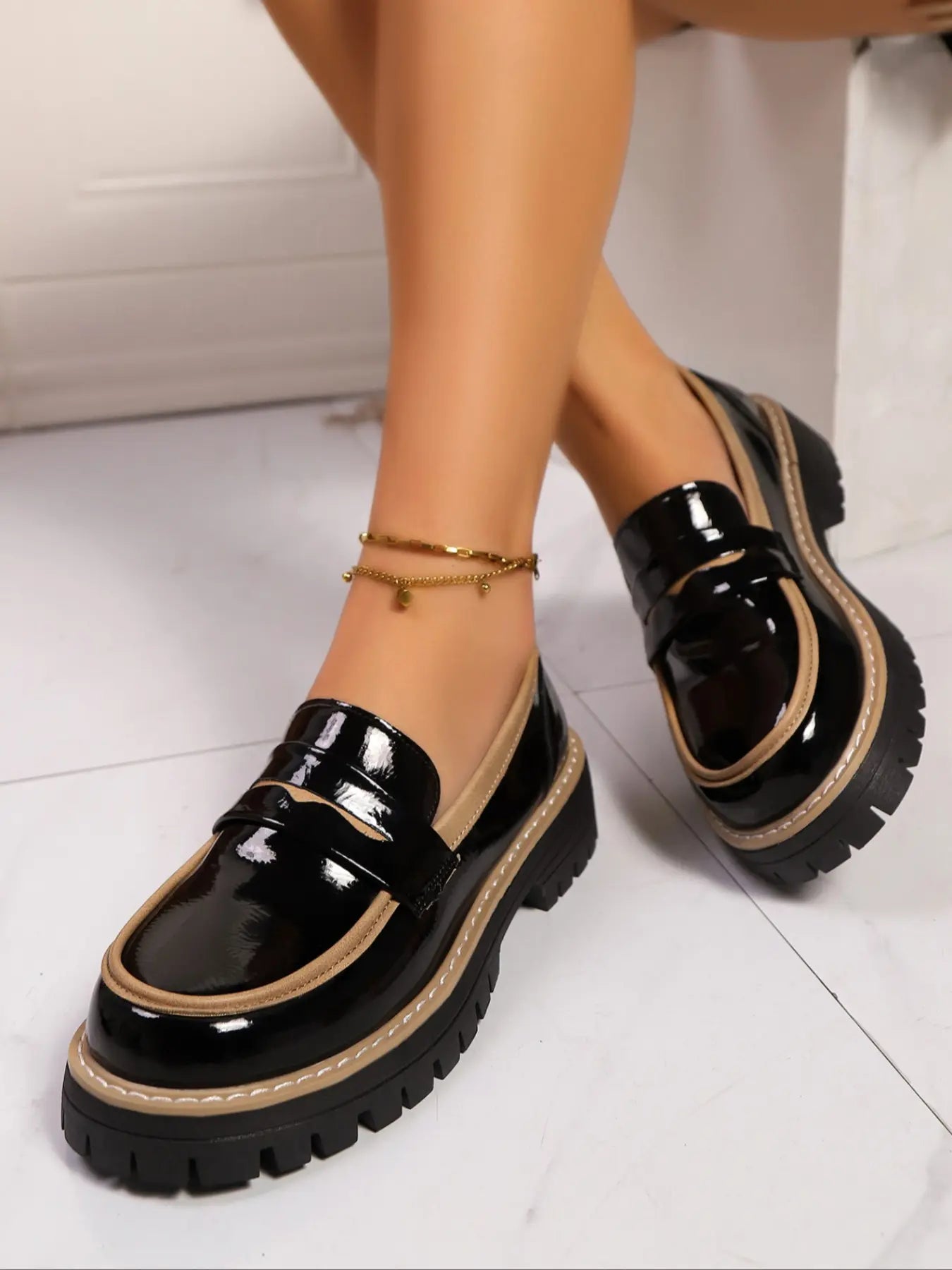 Women's Faux Leather Loafers – Slip-On, Lightweight, Breathable
