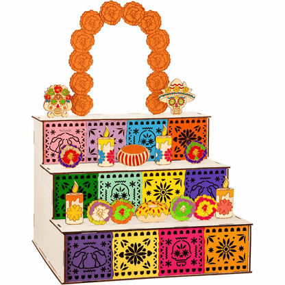 Last Day 49% OFF - Day of the Dead Wooden Altar Display Set | Death is not the end of life, forgetting is(Buy 2 Free Shipping)