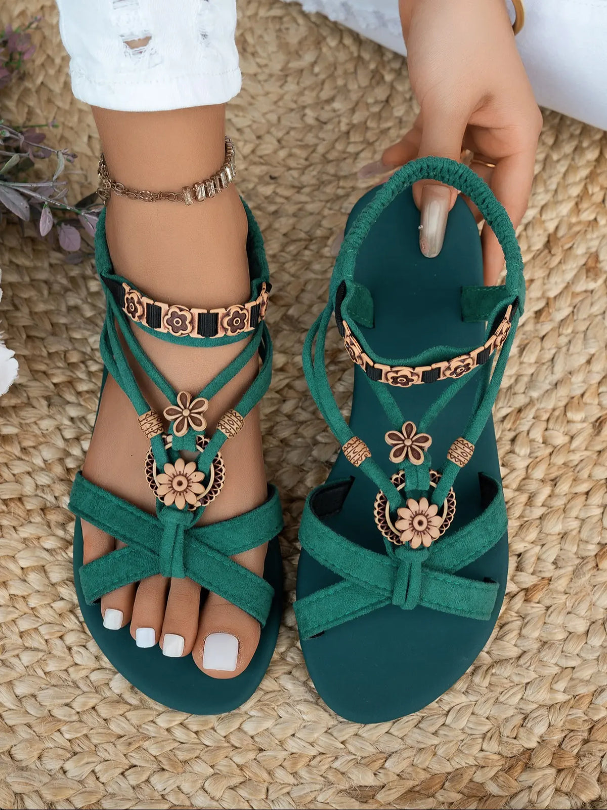 Women's Boho Sandals – Ankle Strap, T-Strap, Cross-Strap