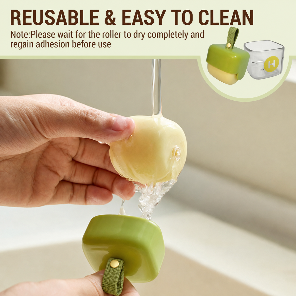Portable Washable Lint Roller Lint Remover for Pet Hair, Clothes, Bag