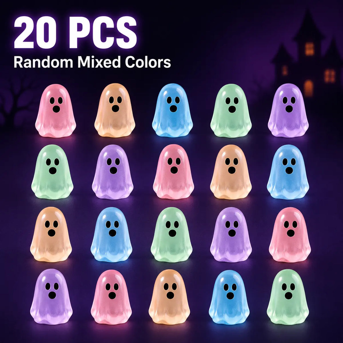 Glow In Dark Cute Ghost Resin Bead Set, Random Pattern Luminous Decorative Charms
