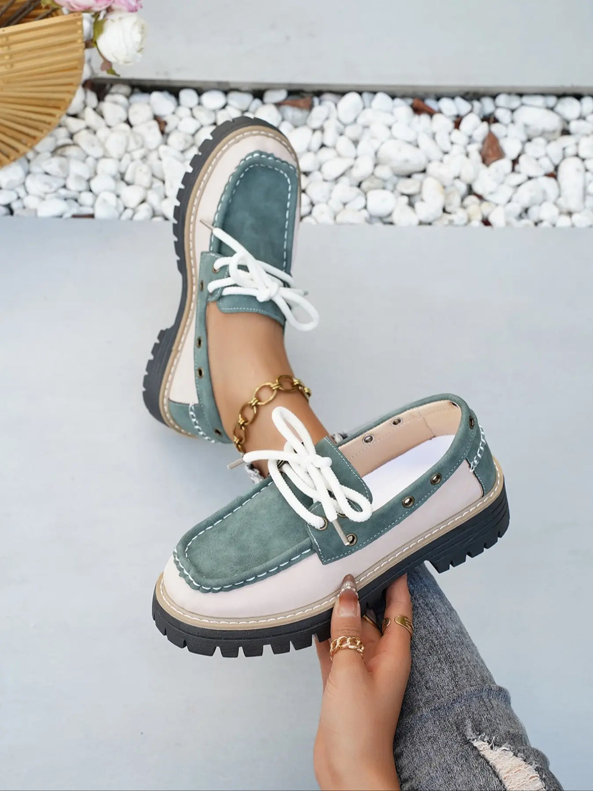 Women's Loafers – Round Toe, Platform, Chunky Sole