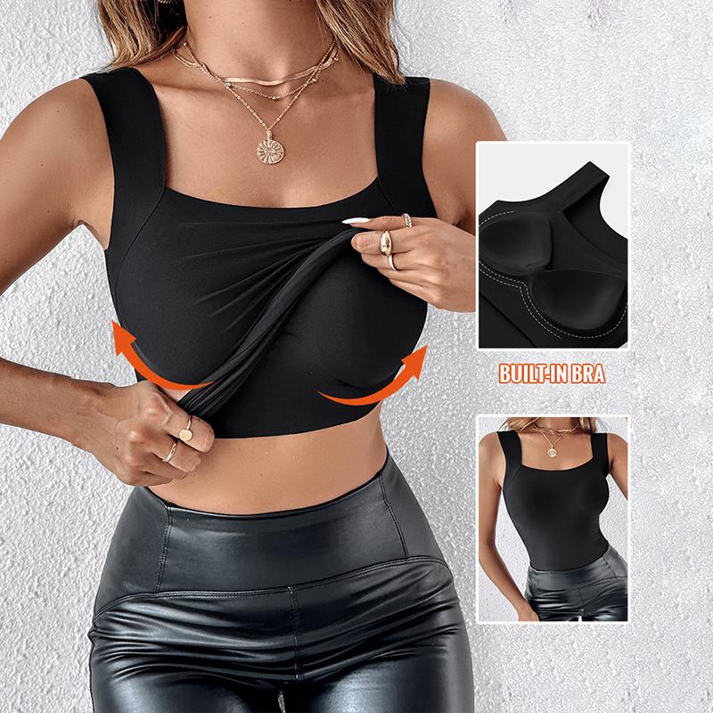 Buy 1 Free 1 - High Strechy Slim Fit Compression Built-in Bra Tank Top