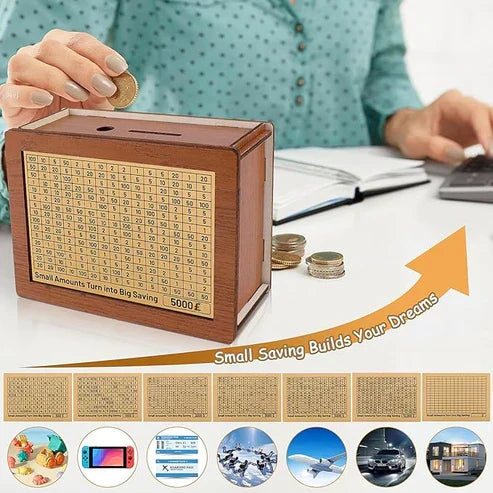 Wooden Lottery Ticket Game Board & Money Box with Counter