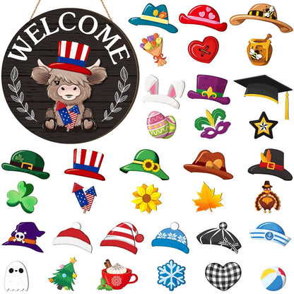 50% Off Limited Time 35Pcs Interchangeable Highland Cow Welcome Sign