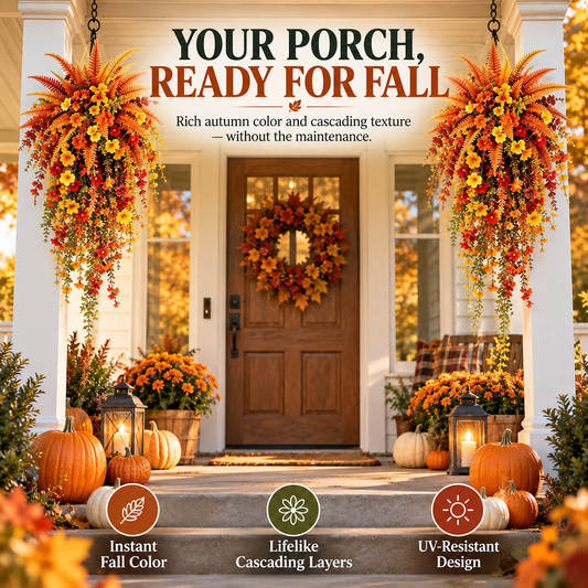 FALL PORCH FAVORITE | Cascading Artificial Fern Swag – Autumn Hanging Decor for Entryways, Columns & Gates