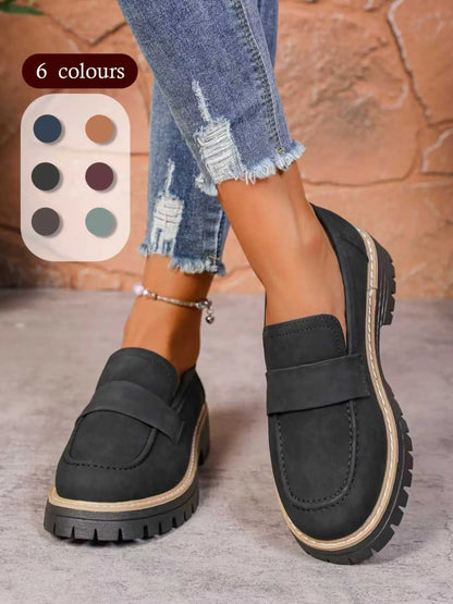Women's Vintage Faux Leather Shoes – Wide Fit