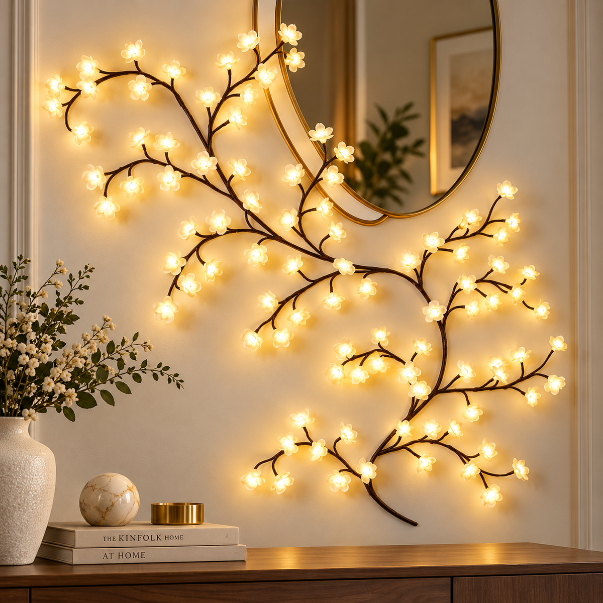 8FT Indoor Easter Vine String Lights – 96 Warm White LEDs, Plug-In Powered – Willow Branch Design for Indoor Easter Décor