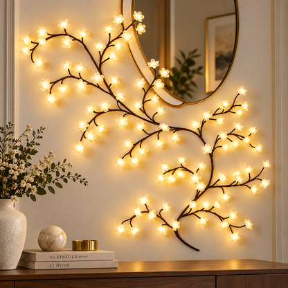 8FT Indoor Easter Vine String Lights – 96 Warm White LEDs, Plug-In Powered – Willow Branch Design for Indoor Easter Décor