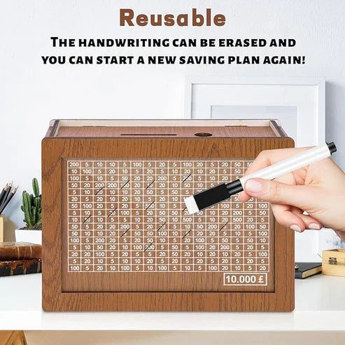 Wooden Lottery Ticket Game Board & Money Box with Counter