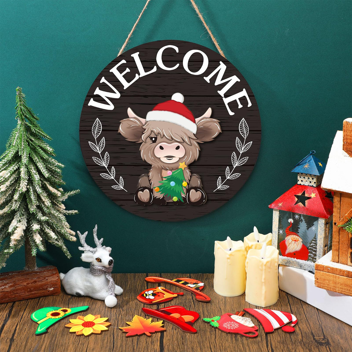 50% Off Limited Time 35Pcs Interchangeable Highland Cow Welcome Sign