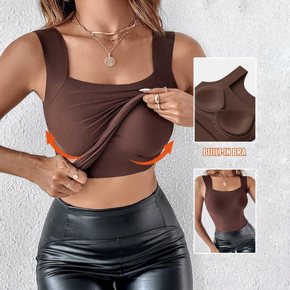Buy 1 Free 1 - High Strechy Slim Fit Compression Built-in Bra Tank Top