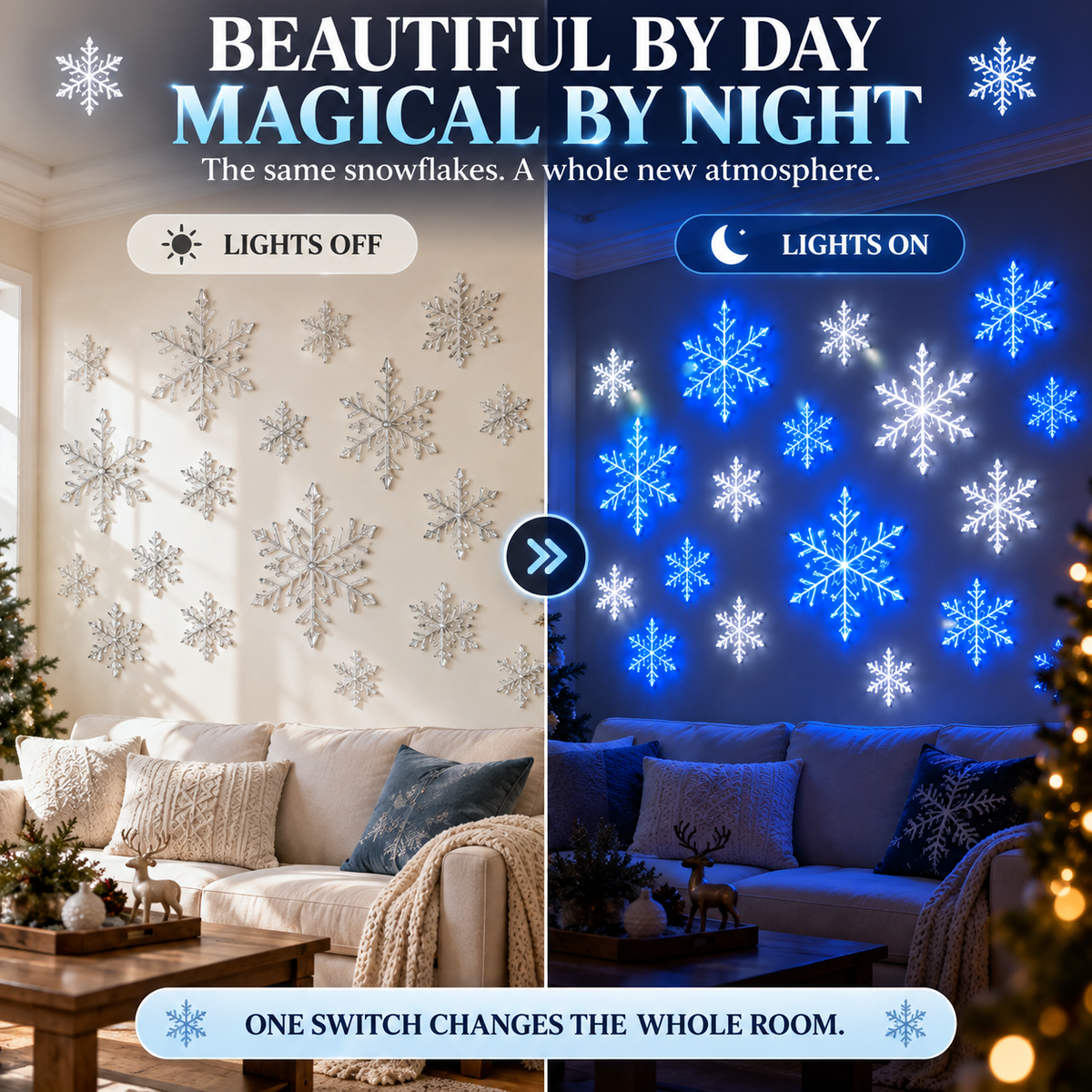 Snowflake Christmas Decor Set, Blue & White Holiday Ornaments