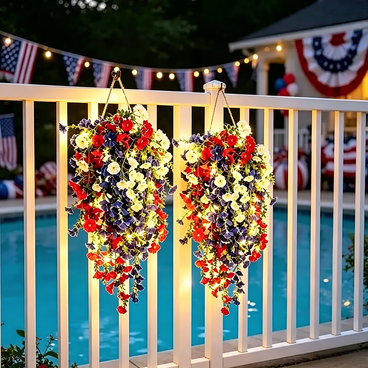 Over 50,000 Sold! Pre-Lit Patriotic Artificial Flower Set - Honor America's 250th Anniversary