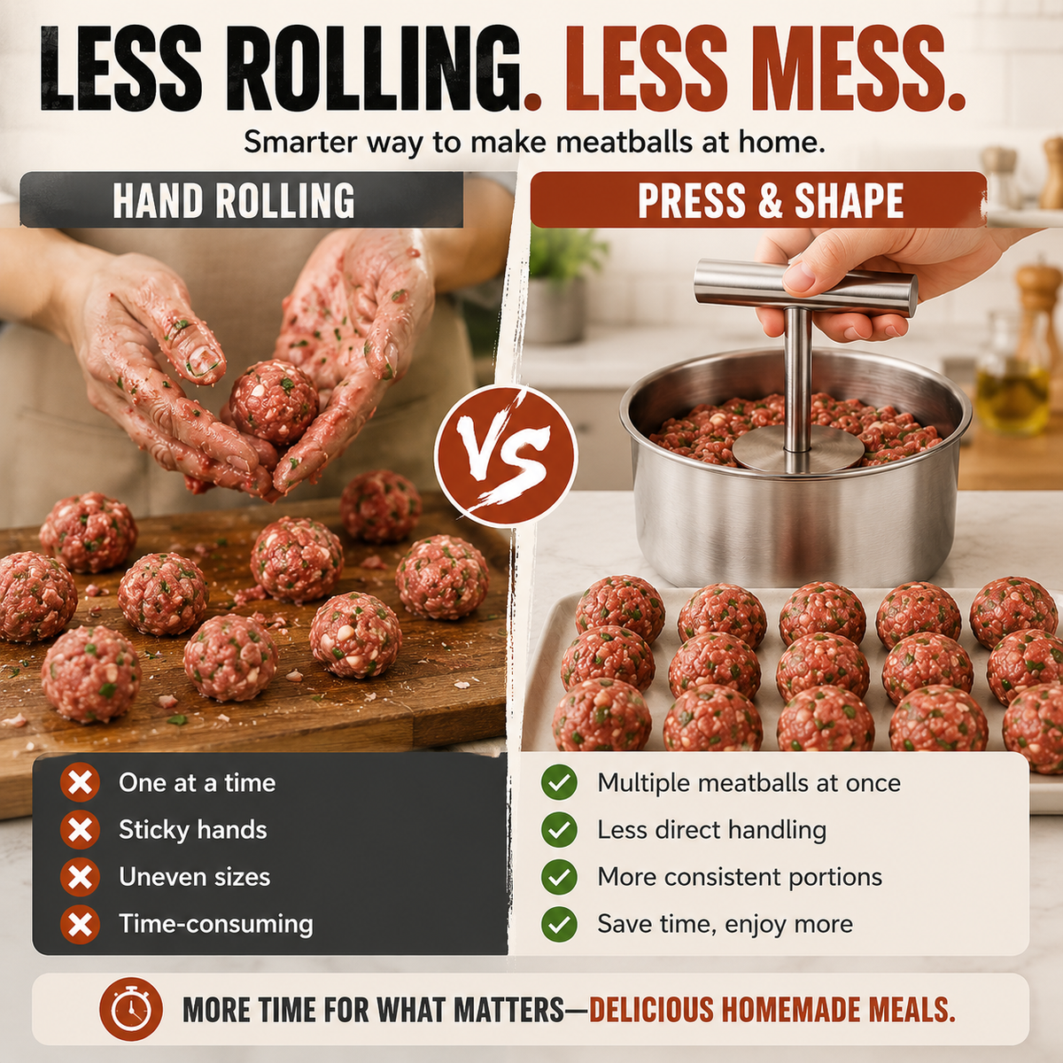 Stainless Steel Meatball Press for Uniform Home‑Made Meatballs