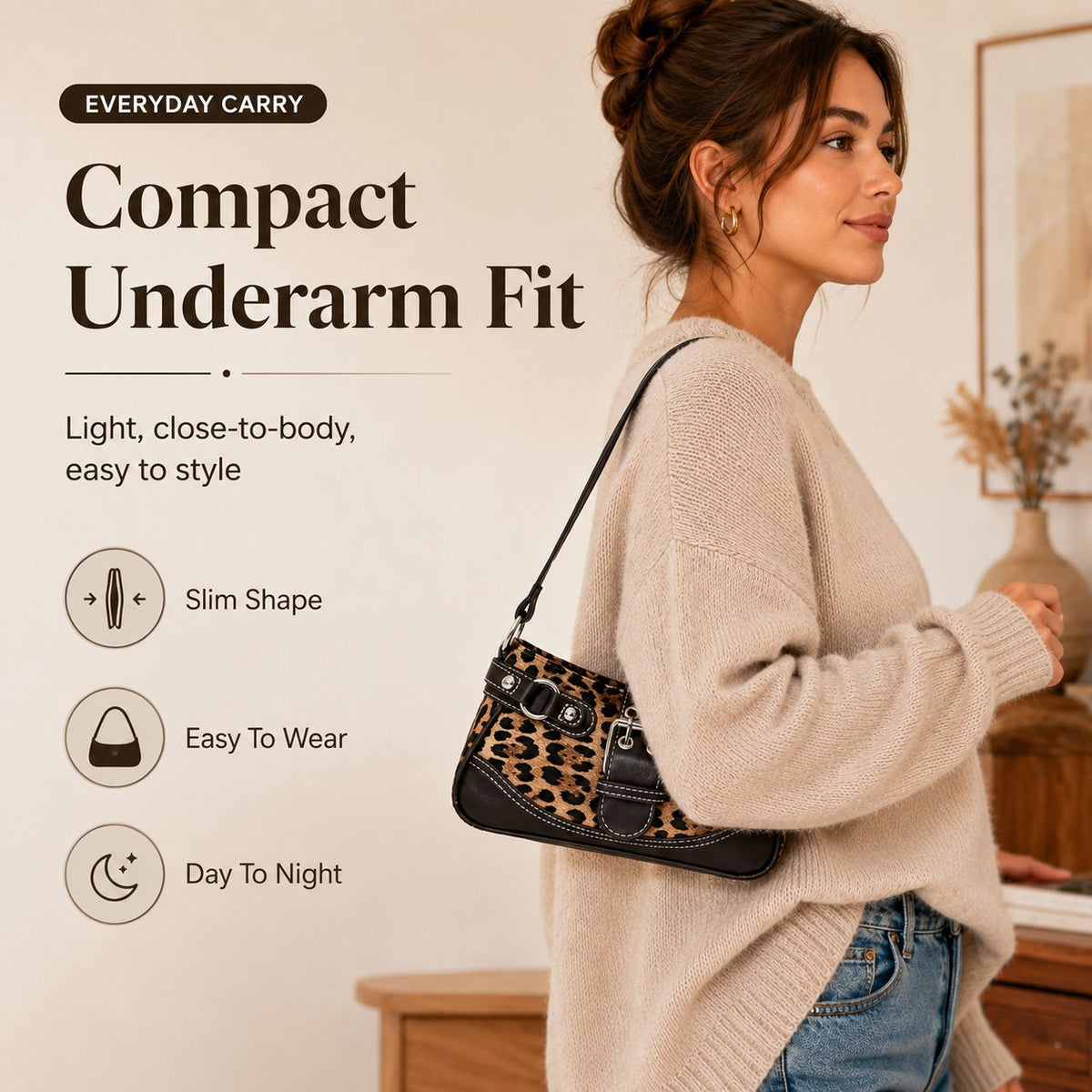 Trendy Leopard Print Underarm Shoulder Bag