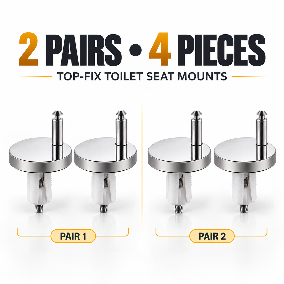 2-Pack Top-Fix Toilet Seat Hinge Bolts – Adjustable Anti-Wobble Replacement Kit