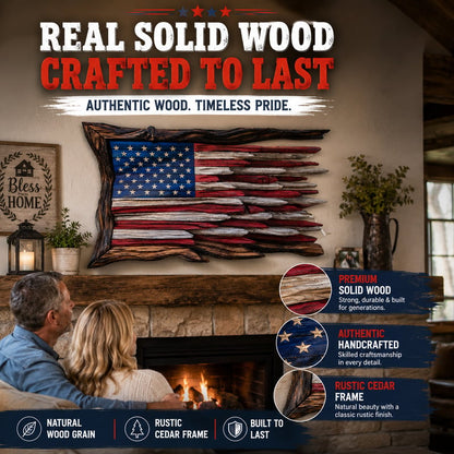 Handcrafted Wooden American Flag Wall Decor