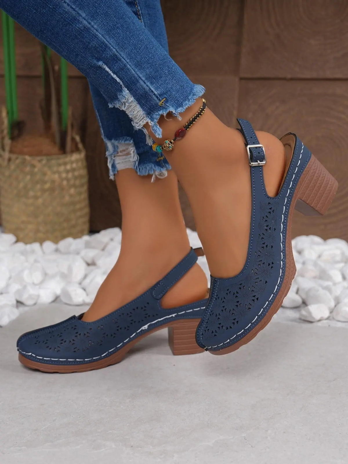 Women's Wedge Sandals – Cut-Out, High Heel